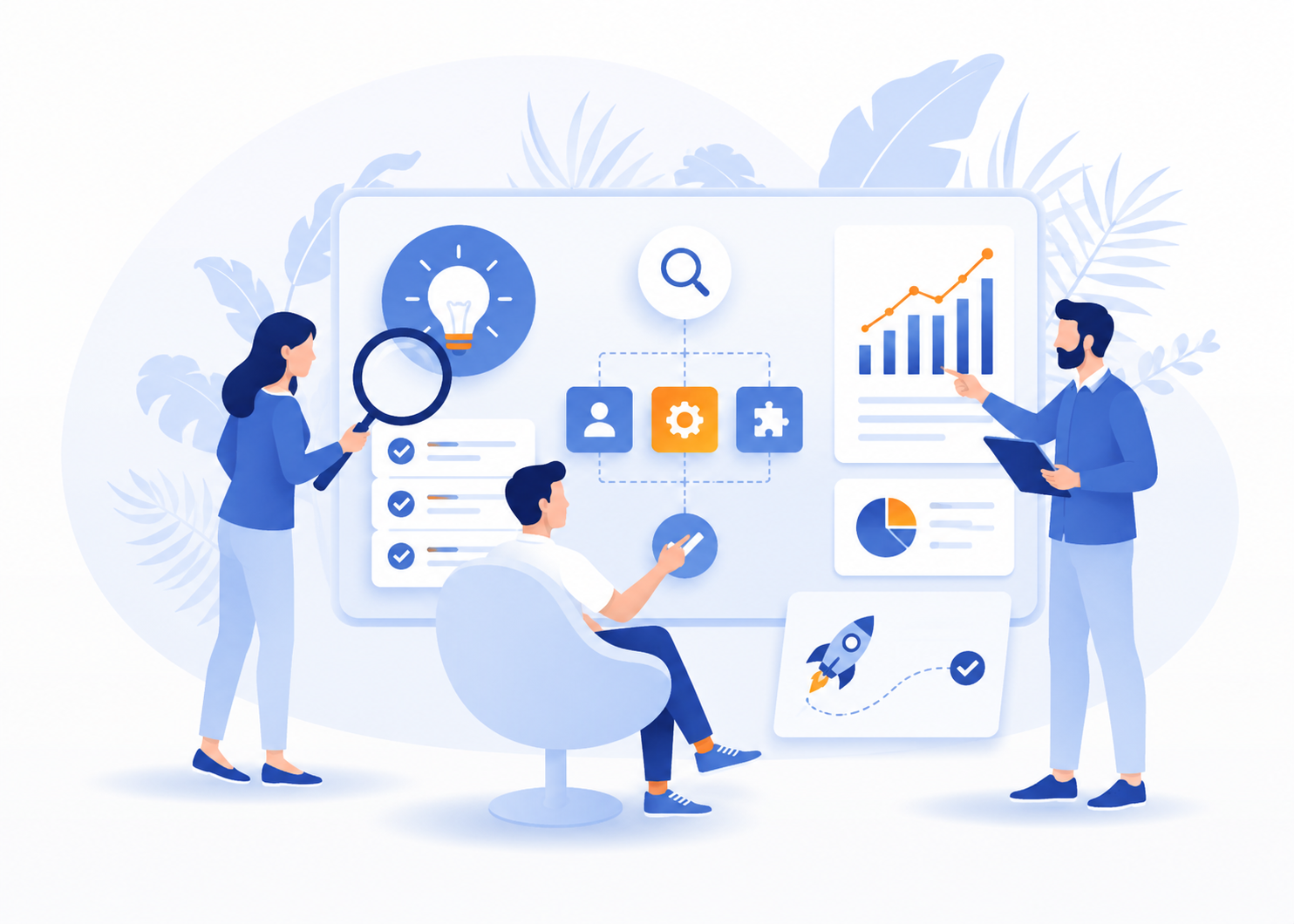 Equipo analizando procesos para desarrollo de software empresarial